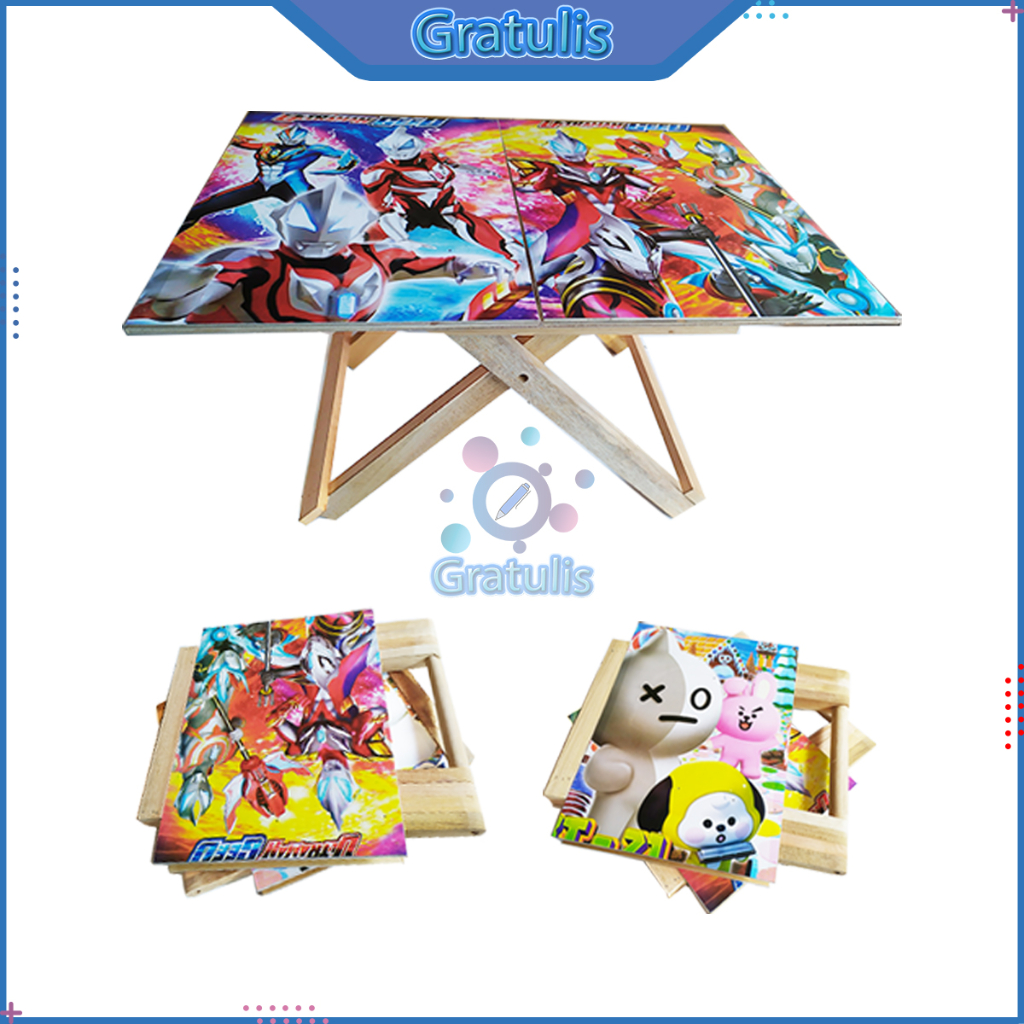 MEJA BELAJAR LIPAT ANAK-ANAK / MEJA BELAJAR LIPAT CEWEK COWOK MOTIF KARAKTER / MEJA LIPAT KAYU / MEJ