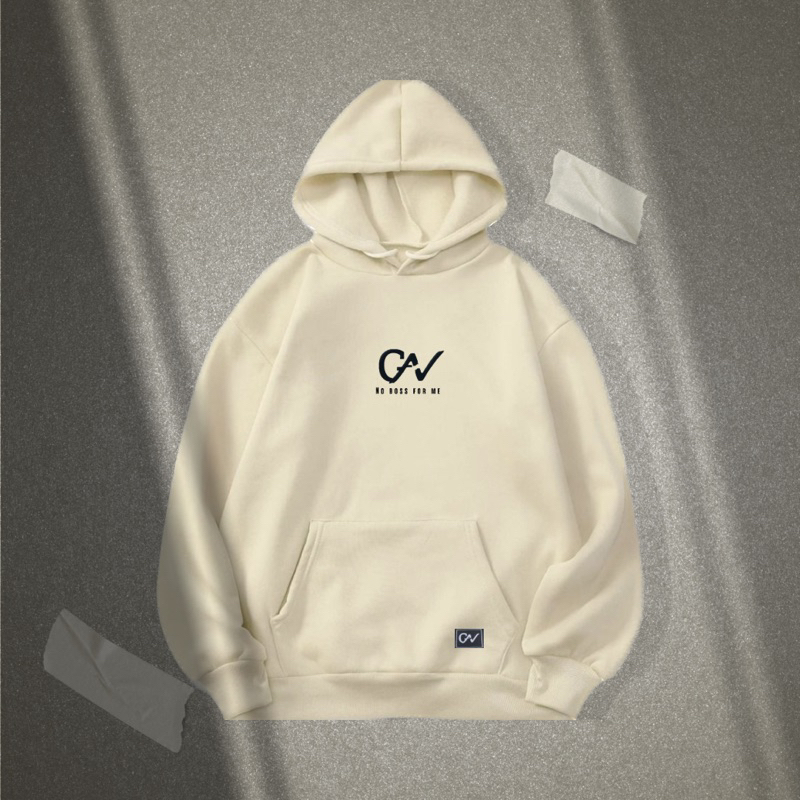 Jaket sweater Hoodie Warna Cream Distro Murah Motif Simple GAN Oversize | Hoodie Cowok & Cewek