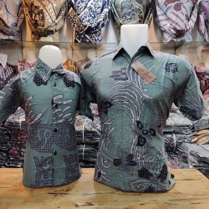 Batik Couple Ayah Dan Anak Warna Hijau