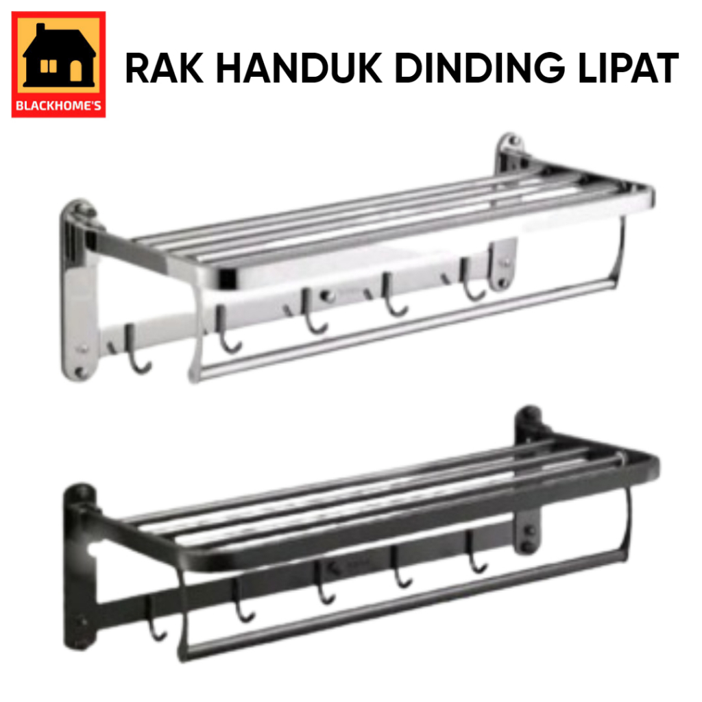 Gantungan Handuk Lipat Stainless Hitam/Black/GantunganLipat/Gantungan Baju/Rak Handuk Lipat Stainles