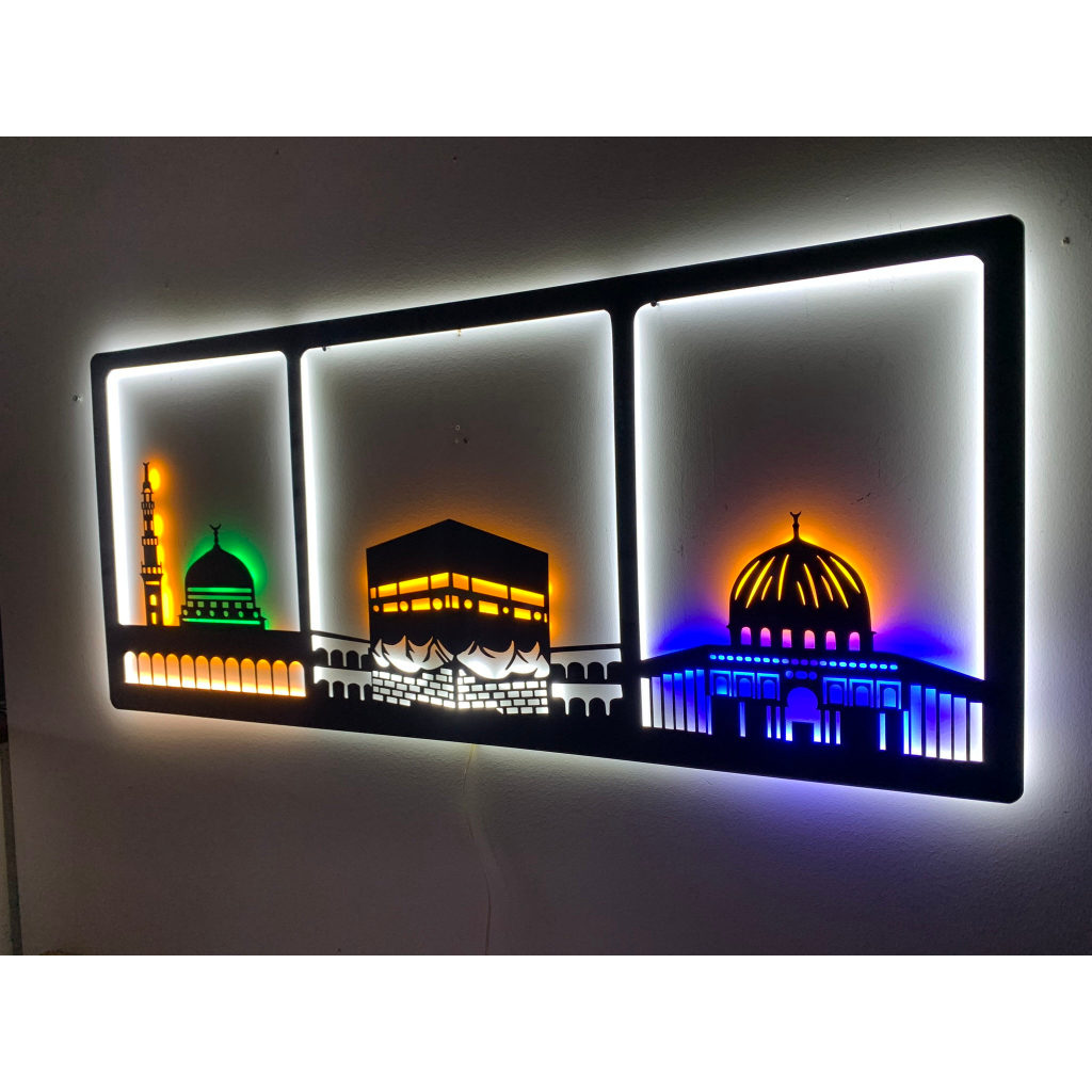 PAJANGAN LAMPU HIAS ISLAMIC // LAMPU HIAS ISLAMI // KALIGRAFI 3 IN 1 // KA'BAH MASJIDIL AQSA MASJIDI