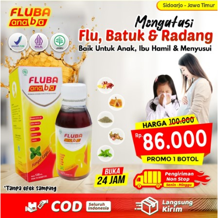 FLUBA ANABA 130ml - 3x Lebih Ampuh Atasi Masalah Flu Batuk Anak | Original Madu Herbal Obat Flu Batu