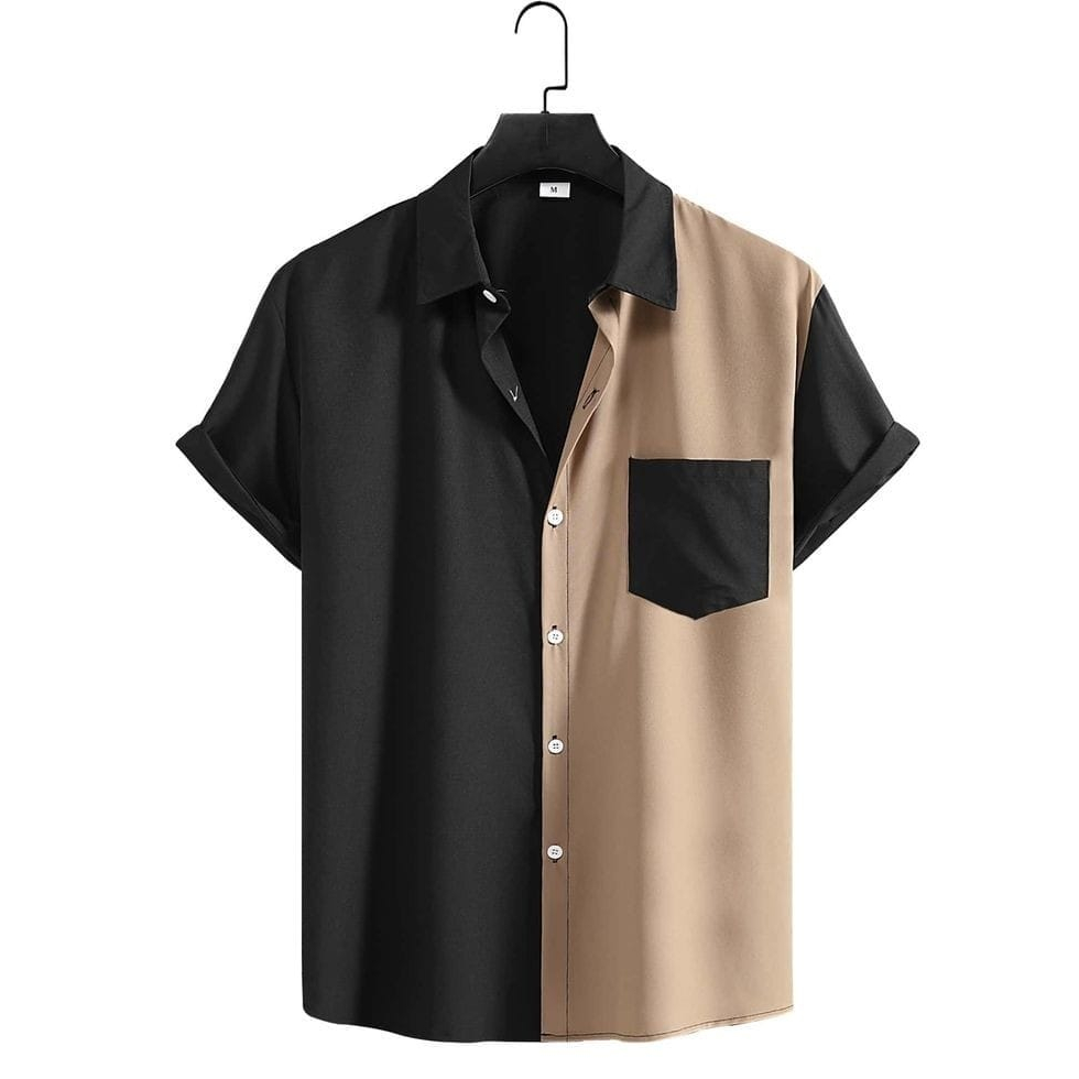 Baju Atasan Pria Kemeja Lengan Pendek Two Tone Pocket