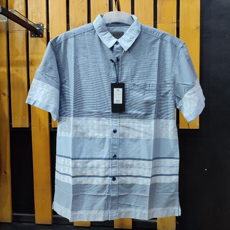 HUGO SELECTION ORIGINAL 003 Atasan Kemeja Pria Motif Lengan Pendek