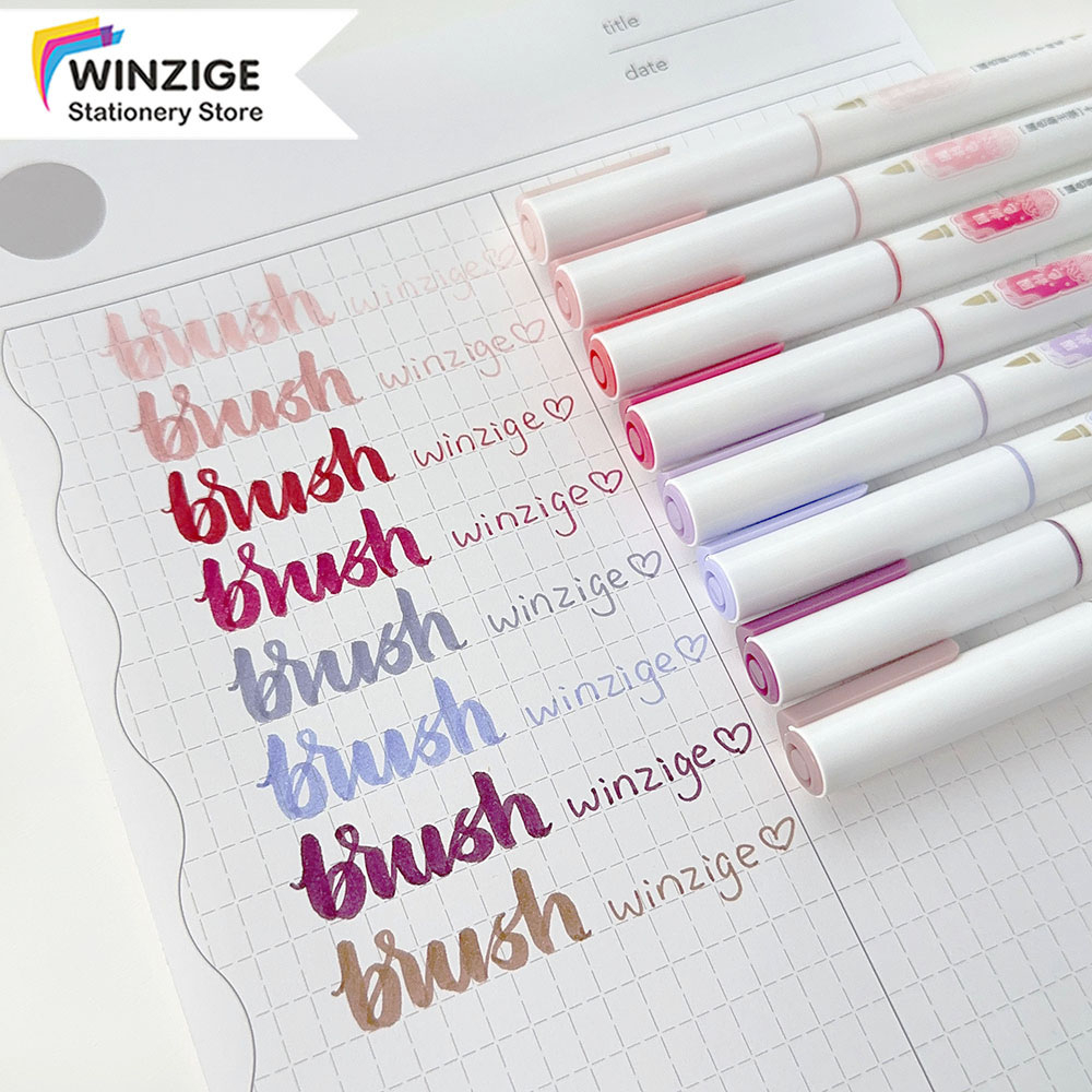 

Winzige 4 Pcs Brush Pen Aesthetic Calligraphy Pen Dual Tip Brush Lettering Marker Pena Kuas Warna Pulpen Pena Kaligrafi Coloring Markers