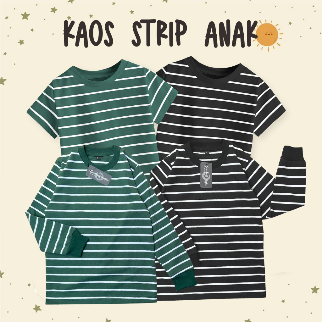 Kaos Anak Terbaru Full Strip Lengan Panjang Pendek Laki laki Perempuan