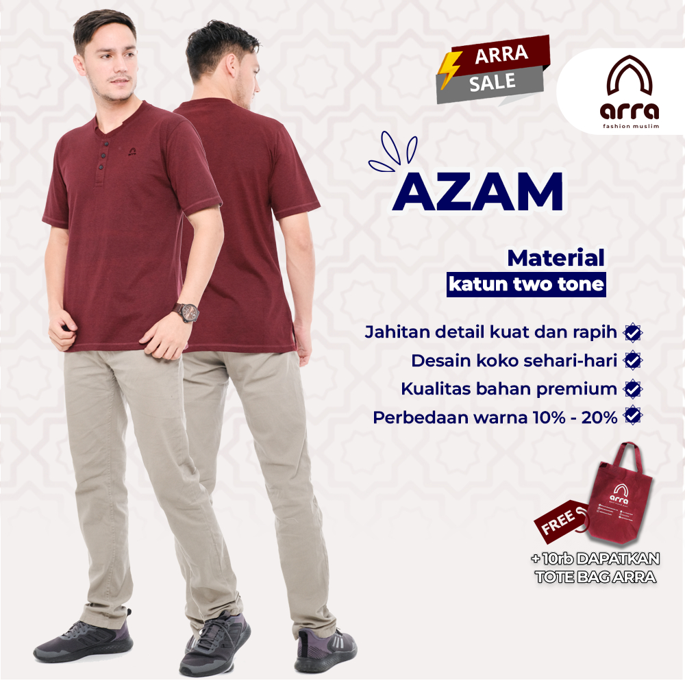 Arra Azam Baju Koko Pria Lengan Pendek Dewasa Bahan Katun Two Tone Size S M L XL XXL 3XL 4XL Warna Navy Brown Maroon Deep Tosca White Blue Black