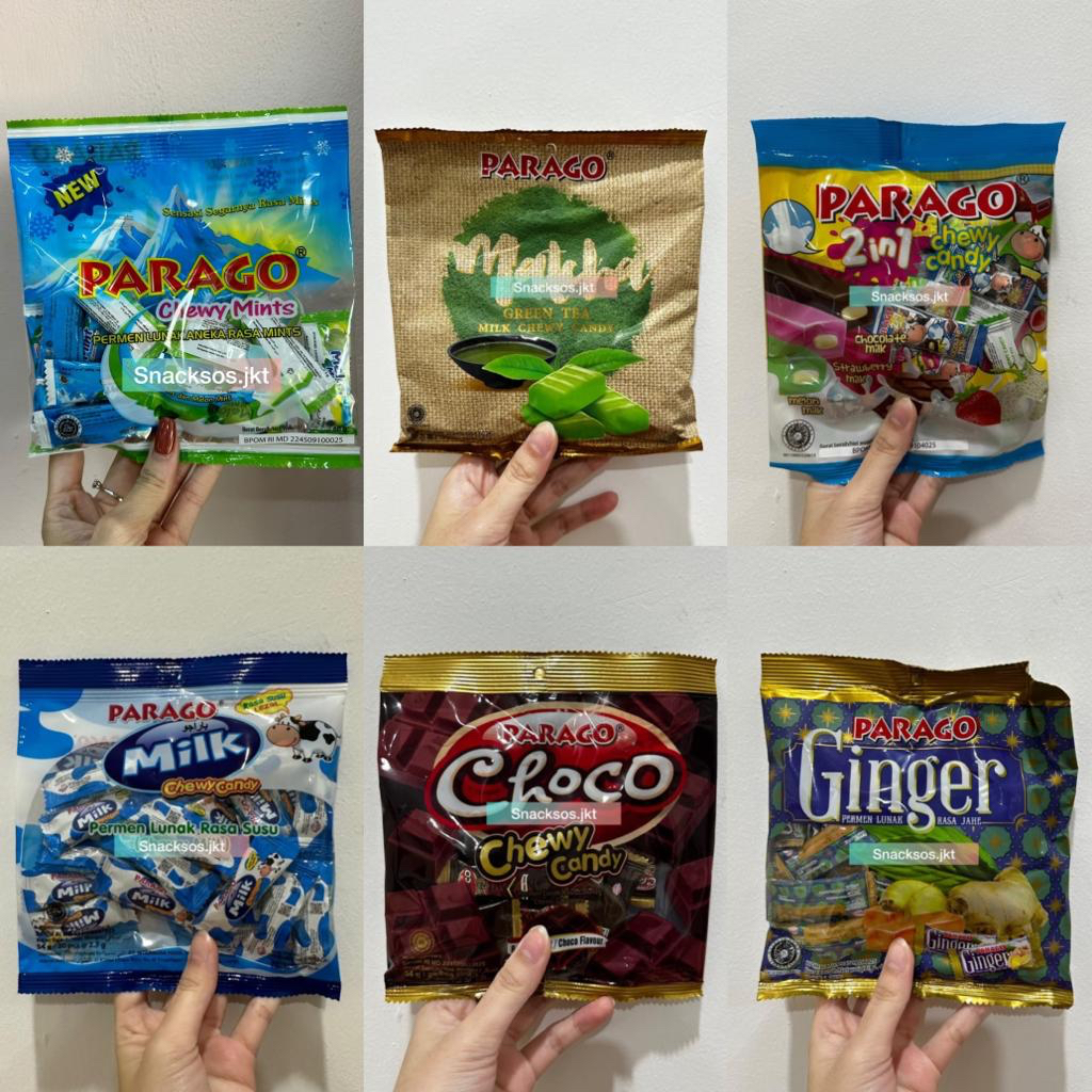 

PARAGO MILK CHEWY CANDY / CHEWY MINTS & MELON / PARAGO CHOCOLATE / PARAGO GINGER / PARAGO 2IN1 ASSORTED CHEWY CANDY / PARAGO MATCHA