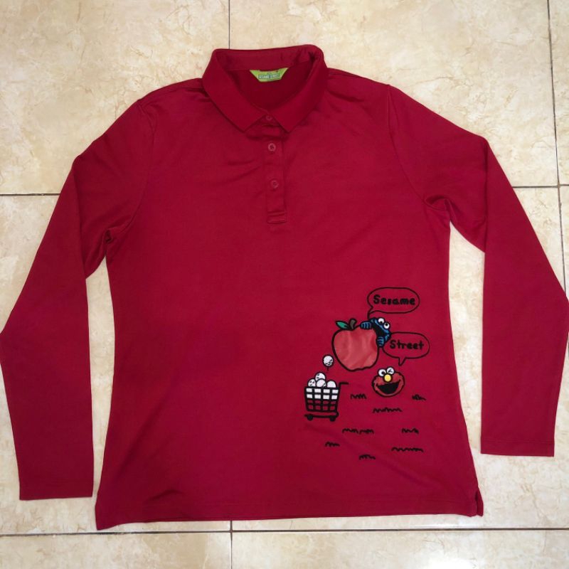 kaos polo lengan panjang sesame street