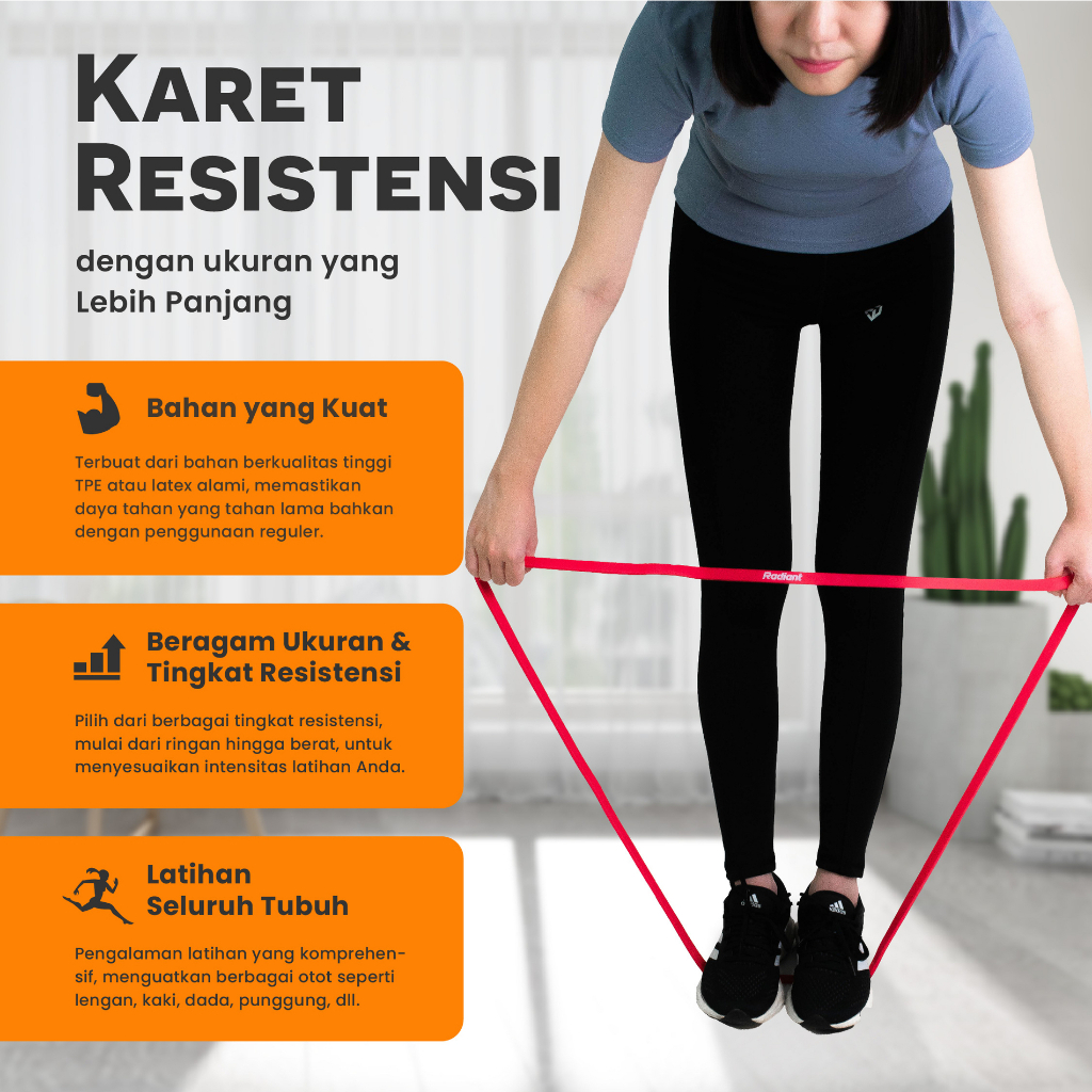 DFV Resistance Band Long 01 - Karet Resistensi Panjang Elastis Resistance Band Long Pilates Olahraga
