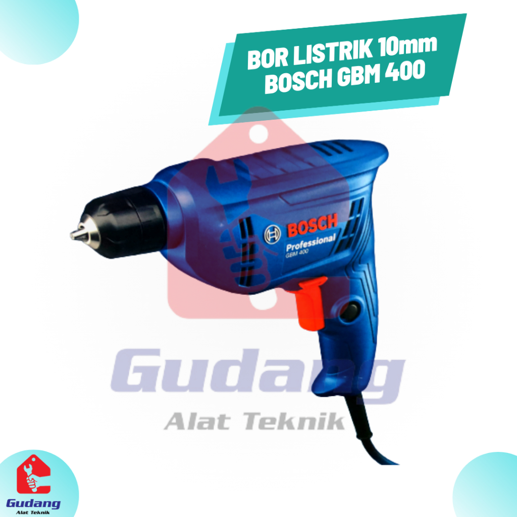 Bor Listrik 10mm Bolak Balik Bosch GBM 400 Keyless Drill