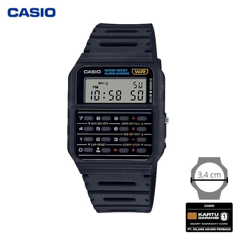 JAM TANGAN CASIO CA-53W-1Z ORIGINAL - DATABANK CA53W KALKULATOR HTAM CASIO ORIGINAL jam casio