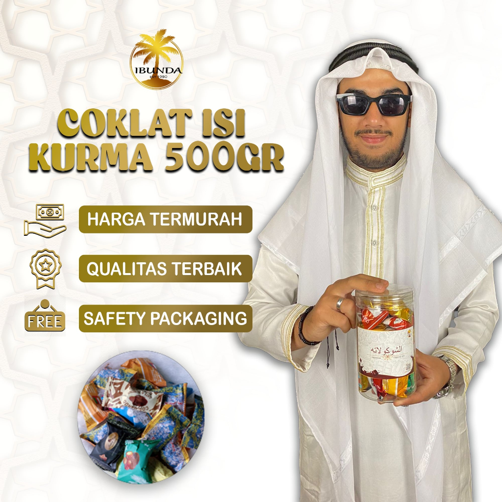 

( FREE BUBLE ) Coklat isi Kurma | Coklat Lapis Kurma Asli Arab | 500gr