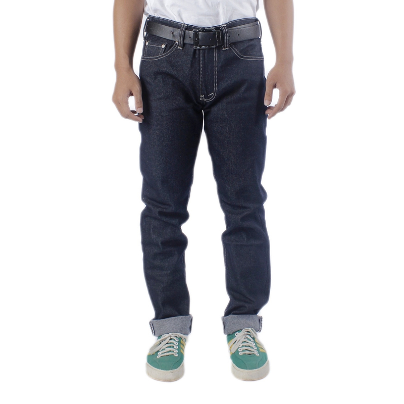 Denim Pants Selvedge Celana Jeans Polos Tanpa Label Black Indigo 15oz