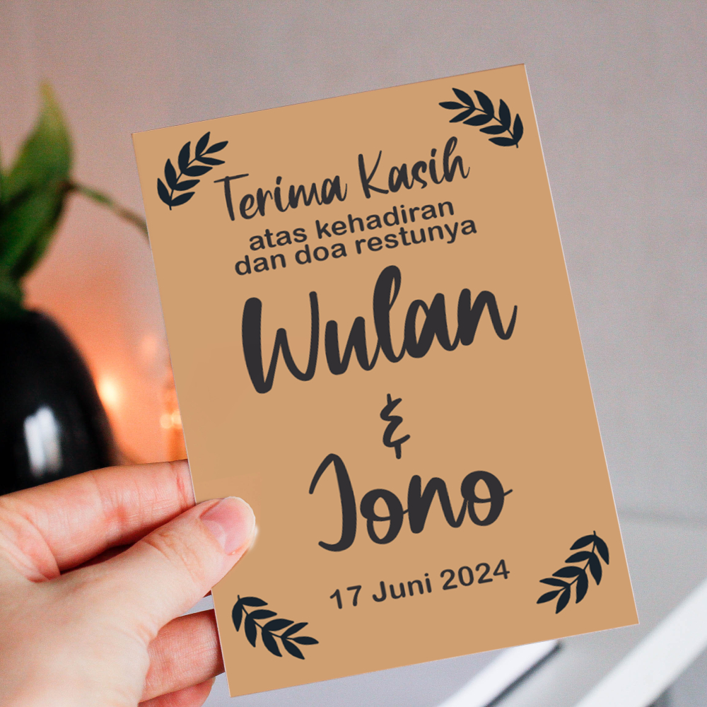 Kartu Ucapan Terima Kasih Pernikahan Kraft Thank You Card Wedding Souvenir Pernikahan Kupon Penukara