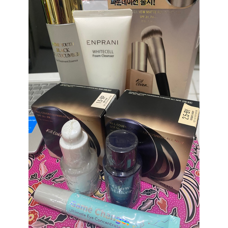 CLIO ENPRANI HOLIKA HOLIKA SOMETHINC MURAH (KILL COVER CUSHION FOUNDATION, BLACK SEA CUCUMBER ESSENC