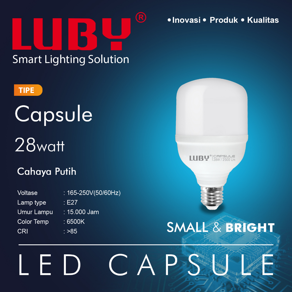 Lampu Led Capsule Luby 28 Watt Cahaya Putih