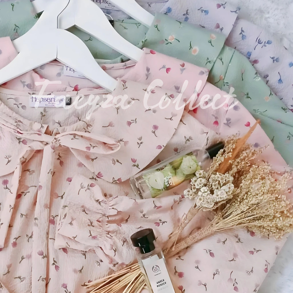 Gamis Crinkle Premium Dress Motif Bunga Fashion Wanita Muslim Terbaru