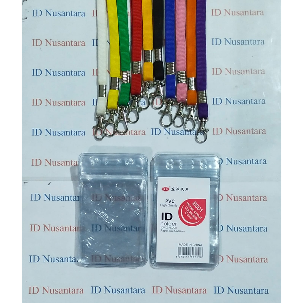 Paket ID Card Zipper 6,5x9CM + Tali ID Card 1CM Kait Besi Isi (10 Paket)