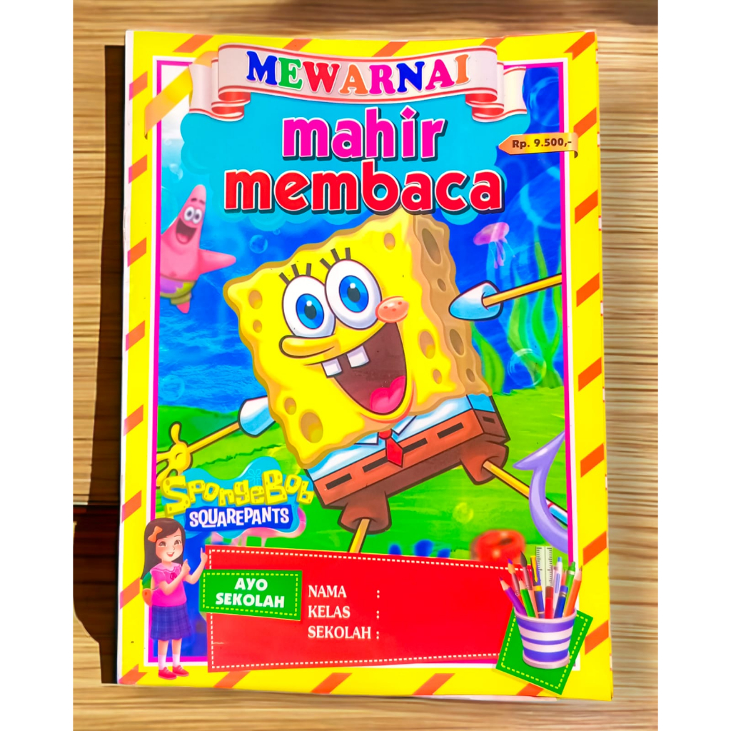 Buku mewarnai/mewarnai anak/mewarnai edukasi/gambar cowok, cewek. spongebob