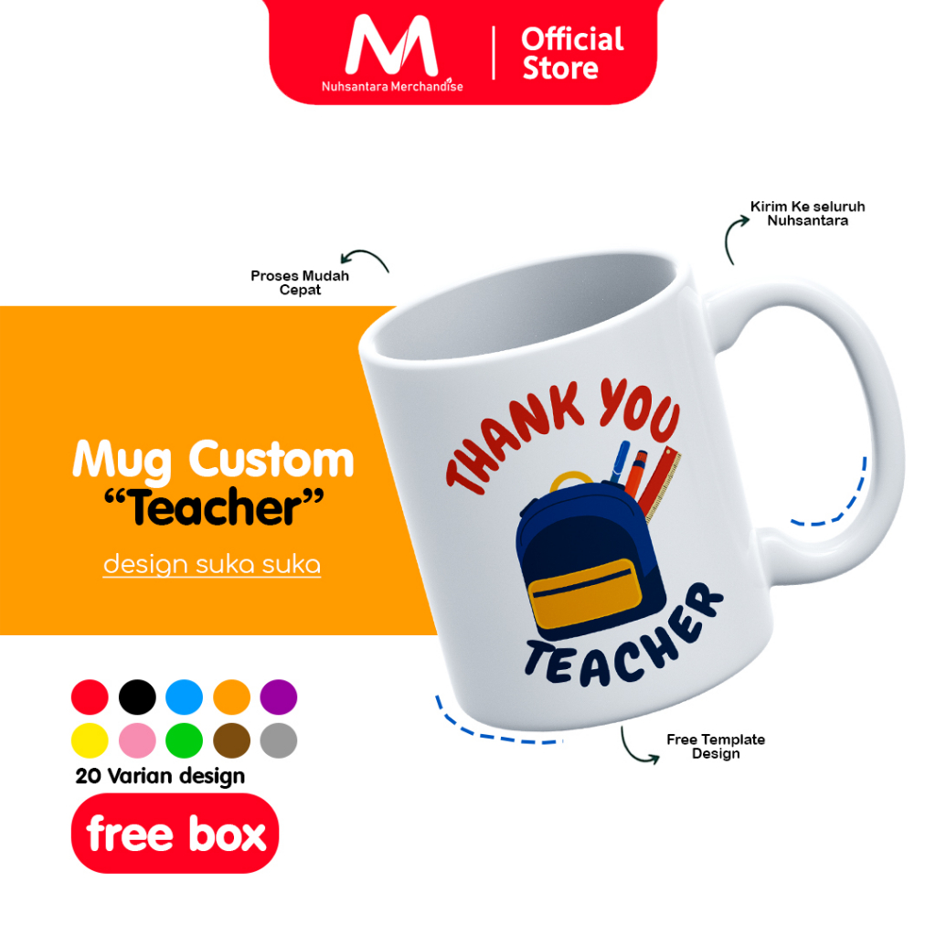 MUG TEMA GURU / SOUVENIR UNTUK GURU MUG CUSTOM TEACHER / MUG HADIAH GURU TERIMA KASIH GURUKU / GELAS