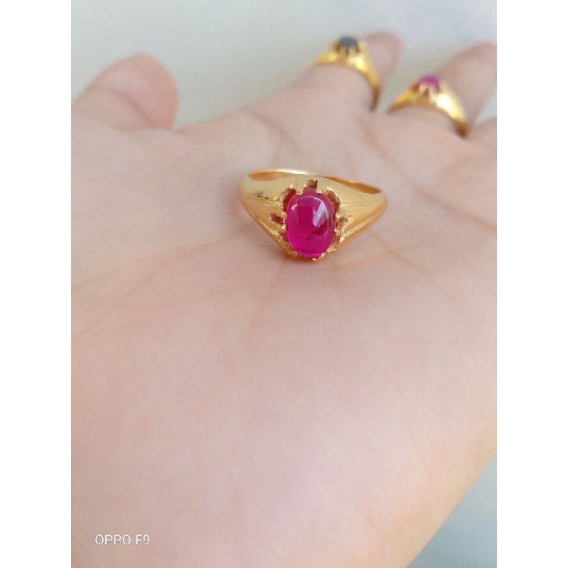 cincin tembaga model bungkulan lapis emas 22k