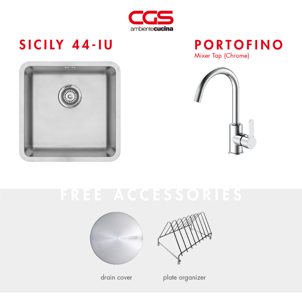 CGS Sicily 44-IU Kitchen Sink + CGS Portofino Mixer Taps