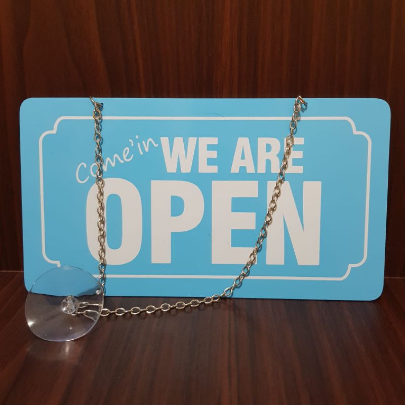 

Akrilik sign OPEN-CLOSED warna biru 20x12cm