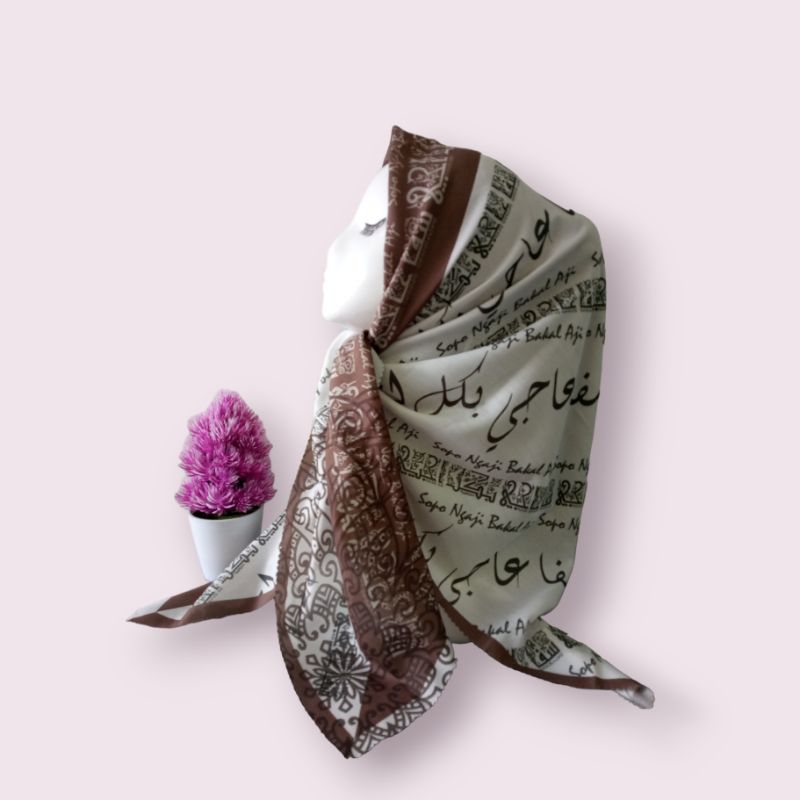 Jilbab Segi Empat Santri Kekinian Salaf Motif Sopo Ngaji Koran Tulisan Kata Mutiara Kerudung Arab Pe