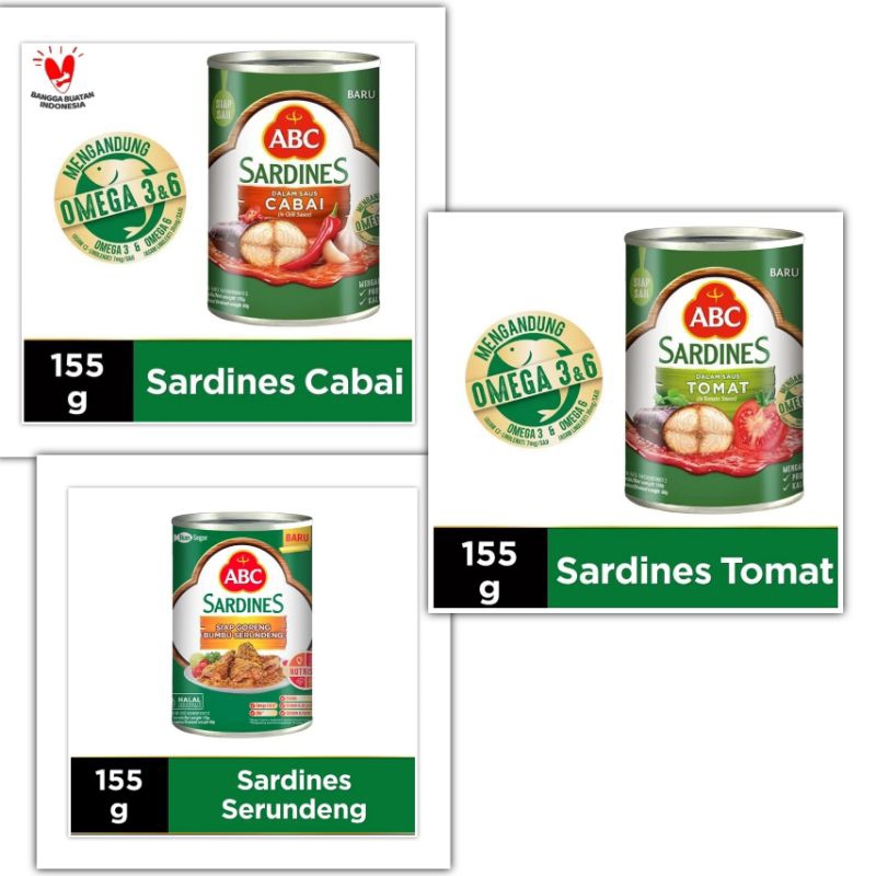 

ABC Sardines 155 gr Ikan Sarden Kaleng