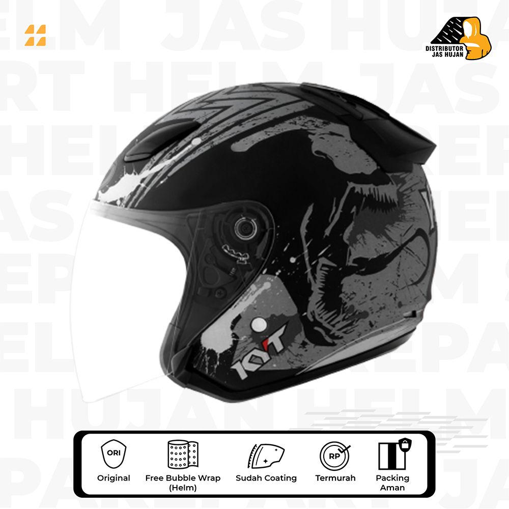 HELM KYT DJ MARU CORAK DJ MARU MOTIF VENOM BLACK DOFF SILVER