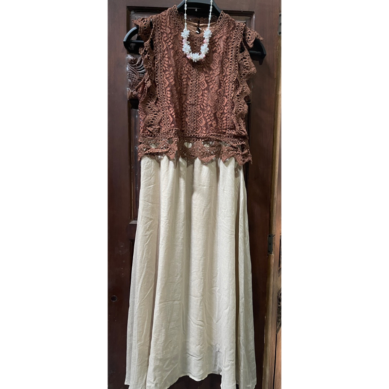 Maxi Dress Brokat Mix Linen