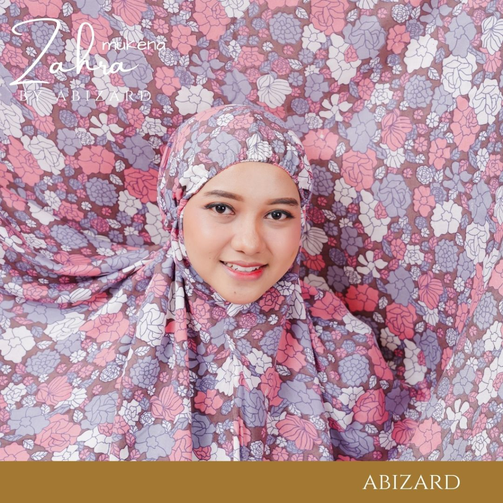 Abizard Mukena Dewasa Muslim Motif ZAHRA Ukuran Standard Atas Bawahan Free Pouch