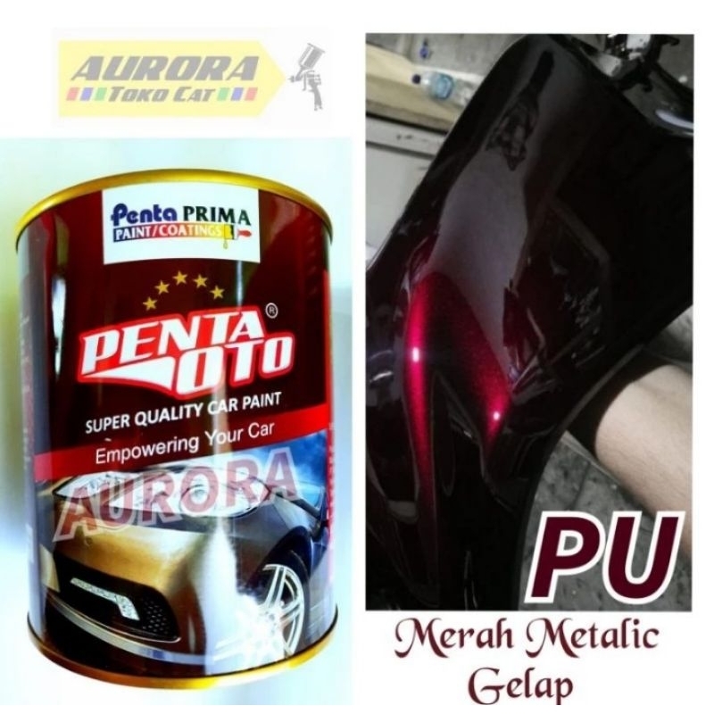 Cat PU Merah Maroon Candy Metalik Gelap Dark Moon Light Red Maroon Penta OTO