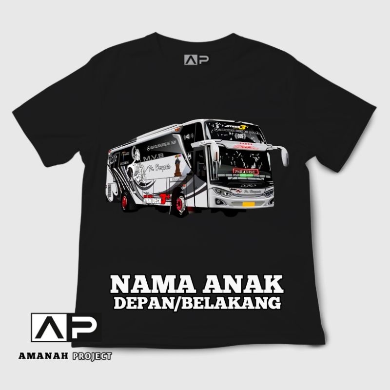 Kaos Anak Custom Gambar Bus Mania Baju Bus Haryanto Jet Bus 3 { FREE NAMA }