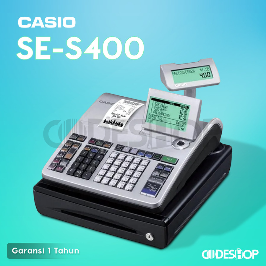 

MESIN KASIR BISA STOK & SCANNER CASIO SE-S400 UNTUK CAFE RESTO BUTIK BAKERY KEDAI