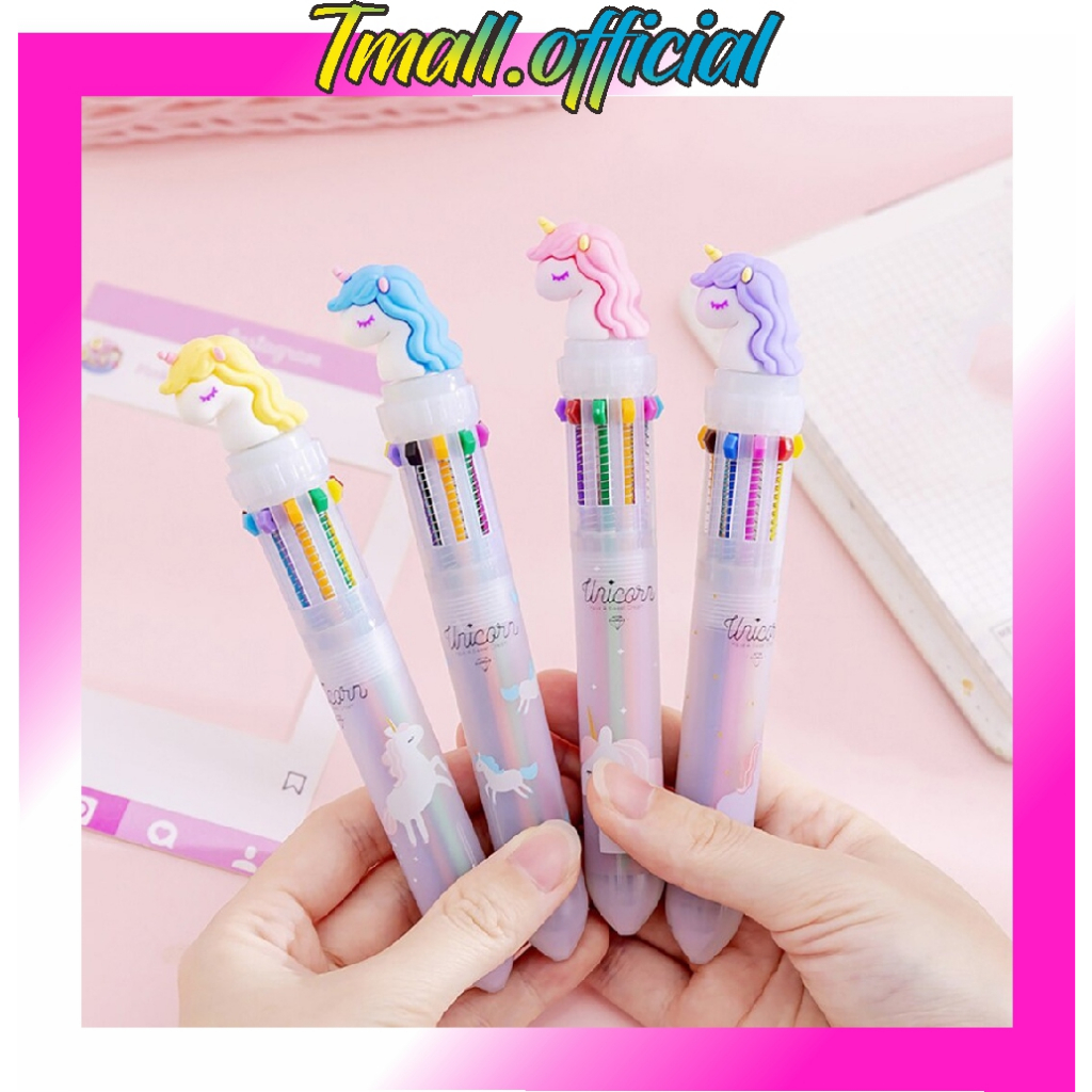 

❄ TMALL ❄ Pulpen 6 Warna Dino kepala Unicorn Karakter Pena Ballpoint S089