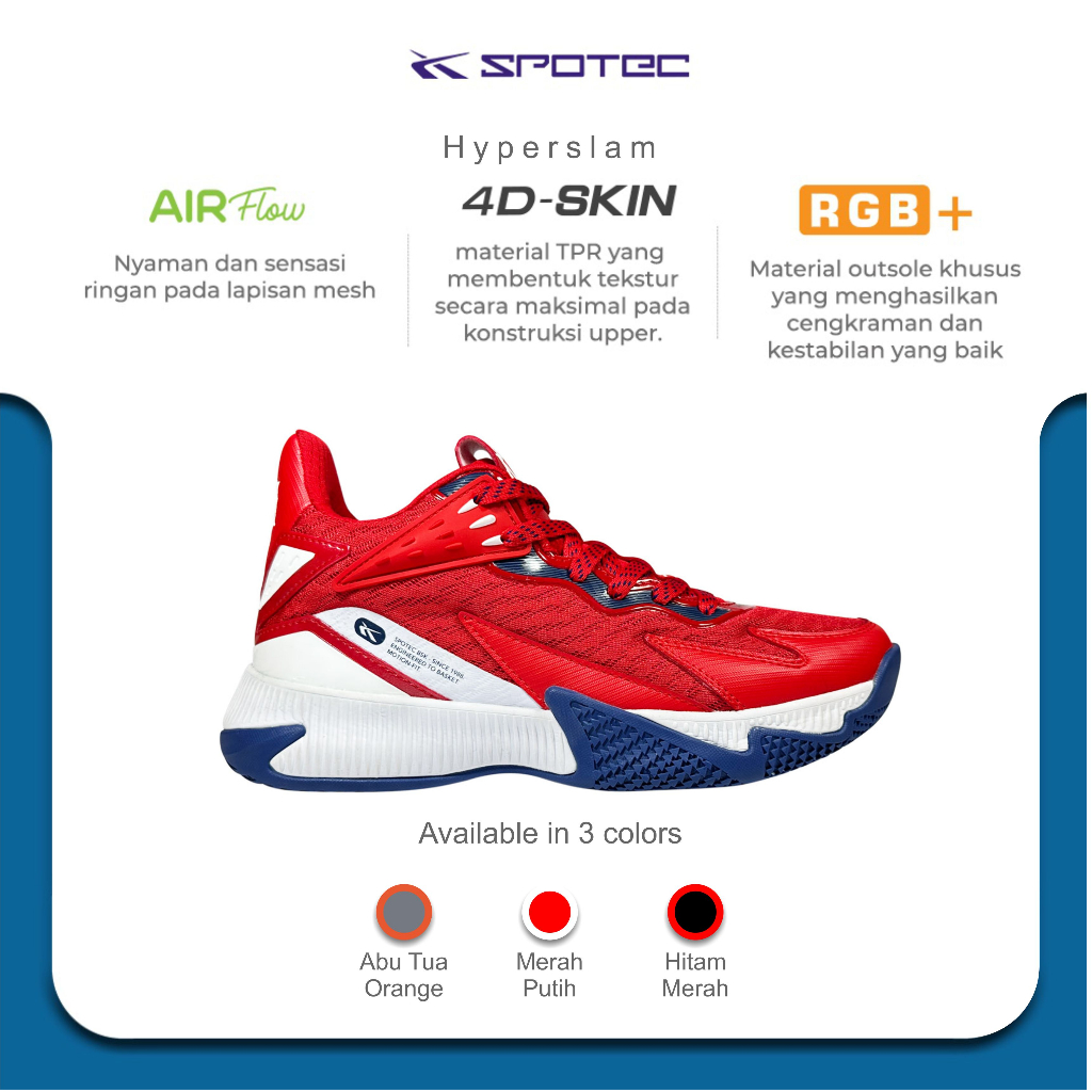 SPOTEC Sepatu BASKETBALL Artikel HYPERSLAM-Merah/Putih