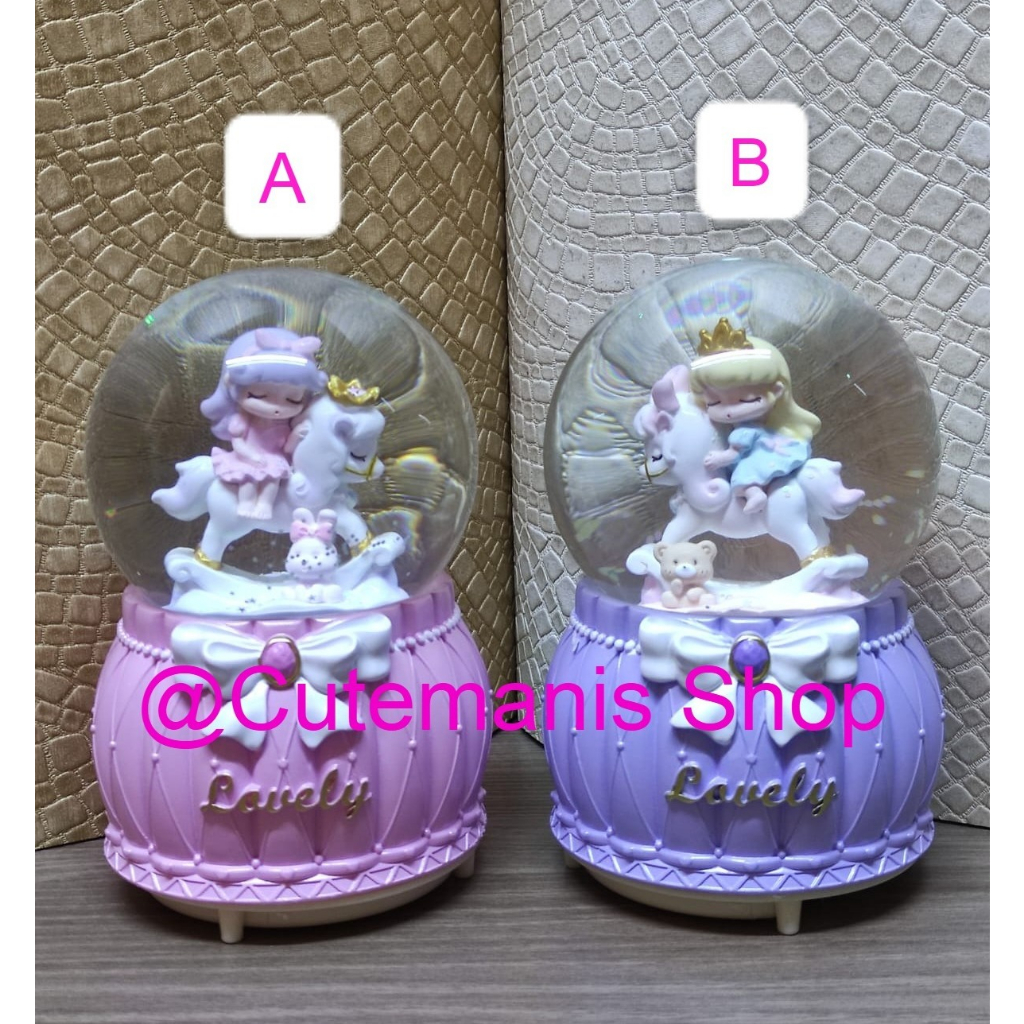 Kotak Musik Kuda Pony Snowball Bola Kristal Salju Lampu Musik