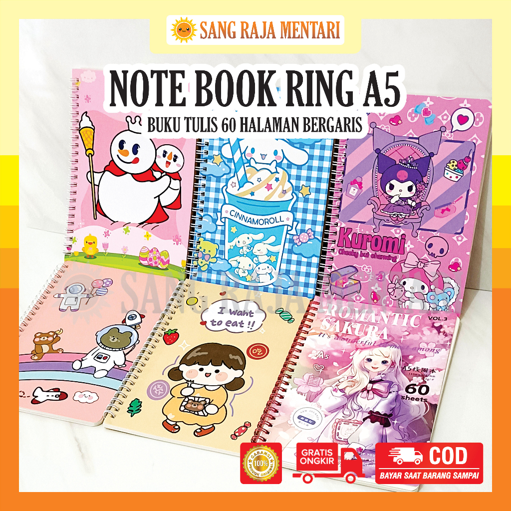 

Notebook Buku Tulis Ring Spiral A5 isi 60 Lembar | Memo Catatan Note Book