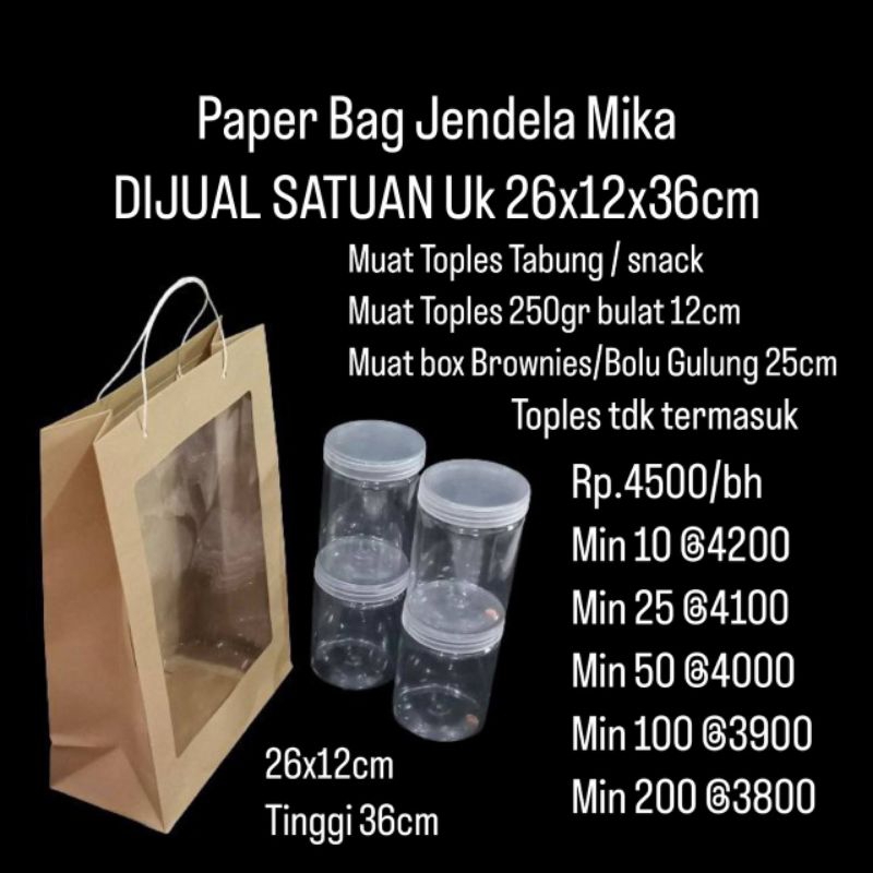 

Paper Bag Jendela Mika DIJUAL SATUAN Uk 26x12x36cm