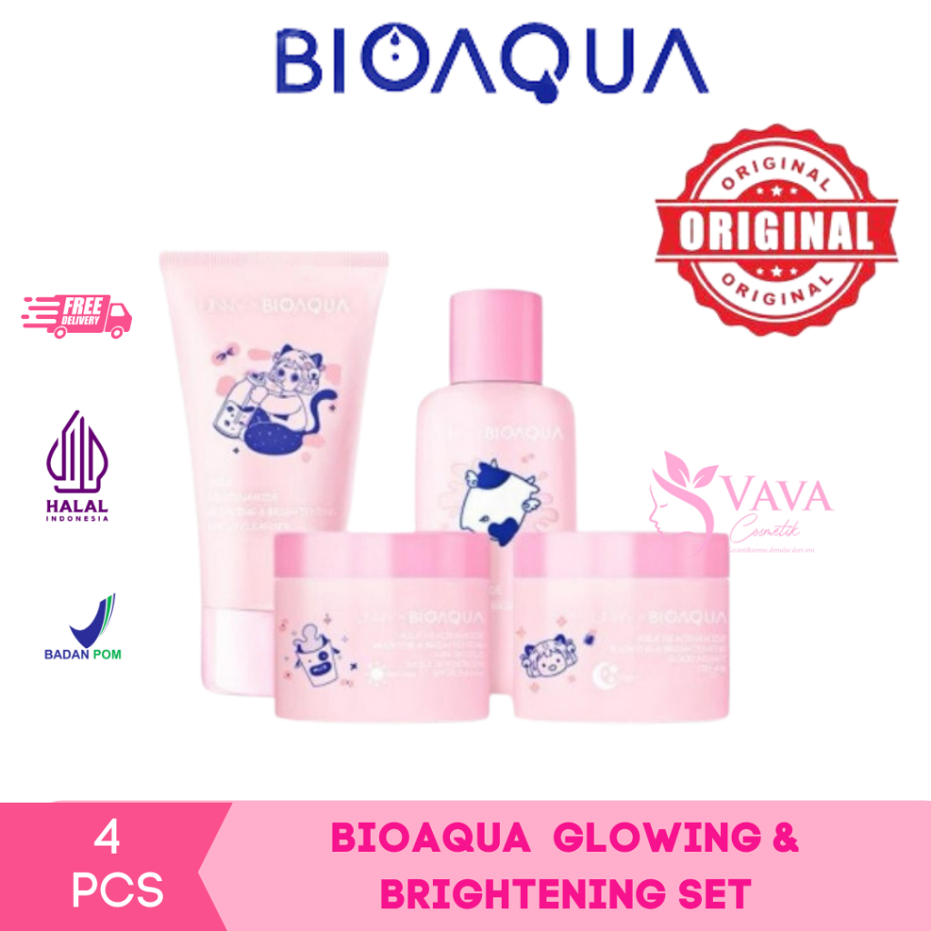 BIOAQUA Milk Niacinamide Glowing & Brightening set whitening memutihkan brightening moisturizer hydr