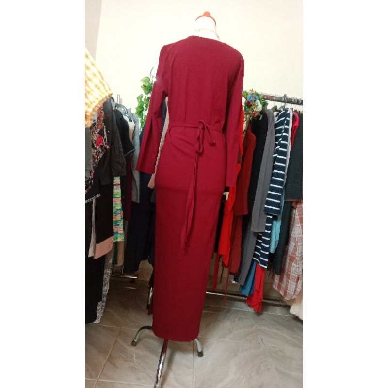 Dress Rok Lilit  Merah Marun