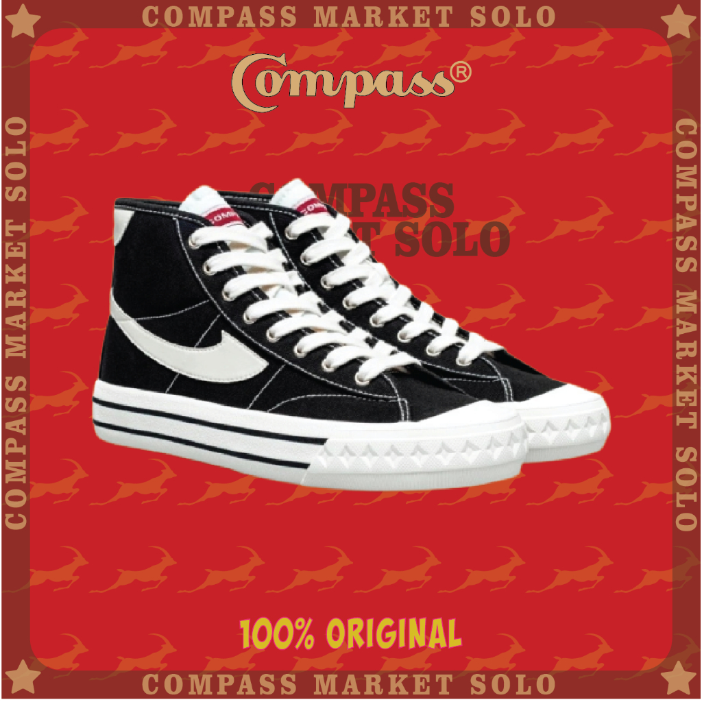 [ORIGINAL] Sepatu Compass Retrograde High Decon Black White