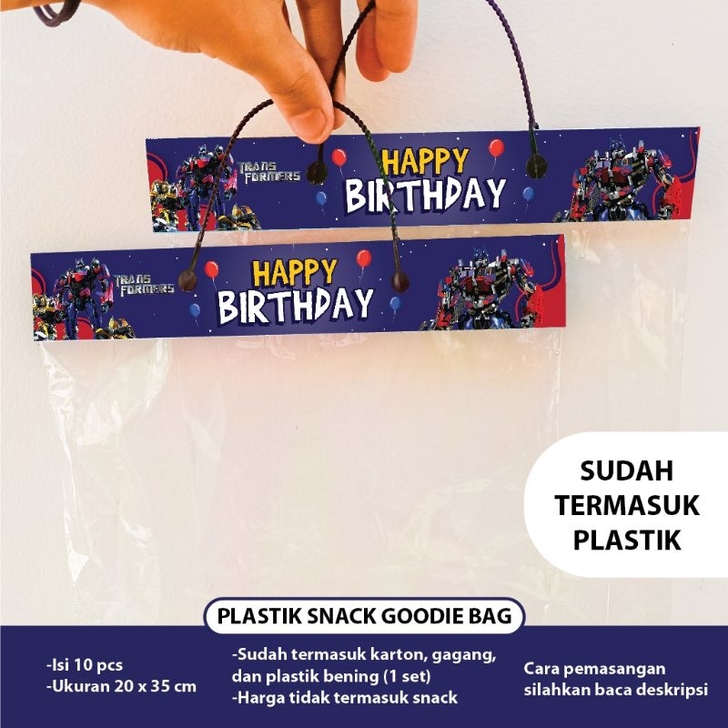 PLASTIK SNACK TRANSFORMERS OPTIMUS PRIME BUMBLE BEE GOODIE BAG KEMASAN CHIKI HIASAN ULTAH DEKOR HAPP