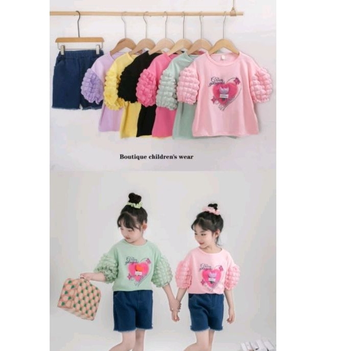 setelan anak import lengan balon