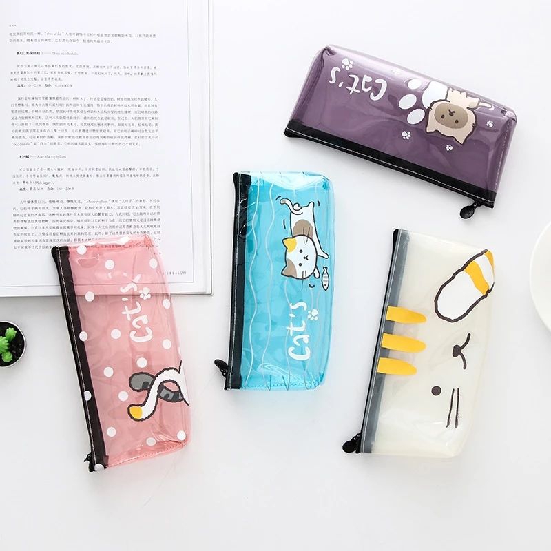 

TEMPAT PEN ALAT TULIS TRANSPARAN BENING KUCING.