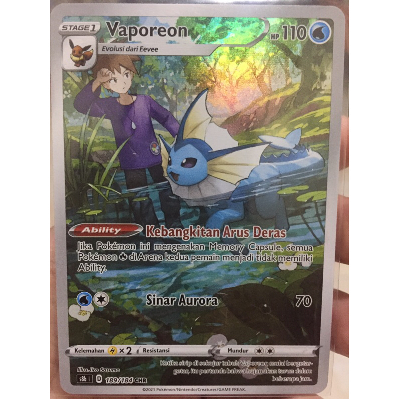KARTU POKEMON VAPOREON CHR INDONESIA HOLO