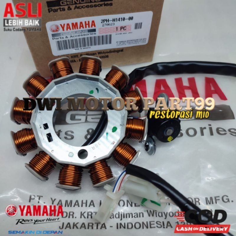 SPUL ASSY STATOR KOMPLIT PULSER MIO M3 MIO Z SOUL GT 125 ORIGINAL YAMAHA