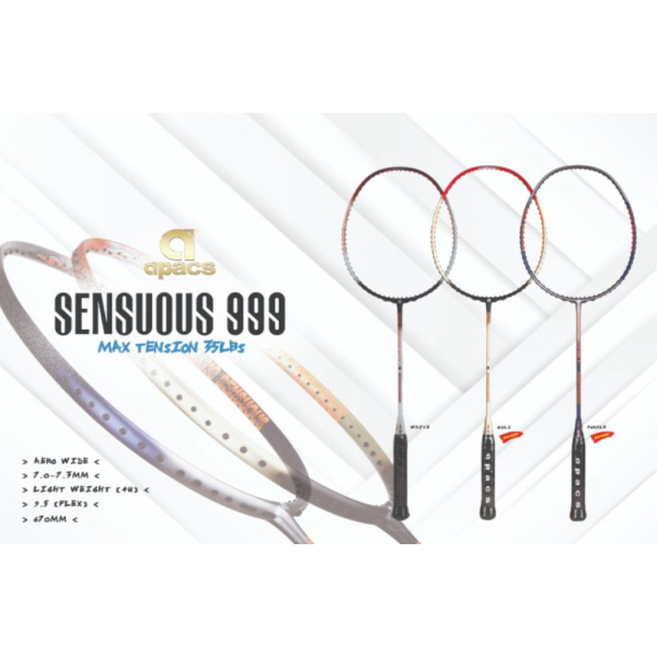 

Dijual Raket Badminton Apacs Sensuous 999 LOGO UK 35LBS - 4UG2 ORIGINAL Diskon